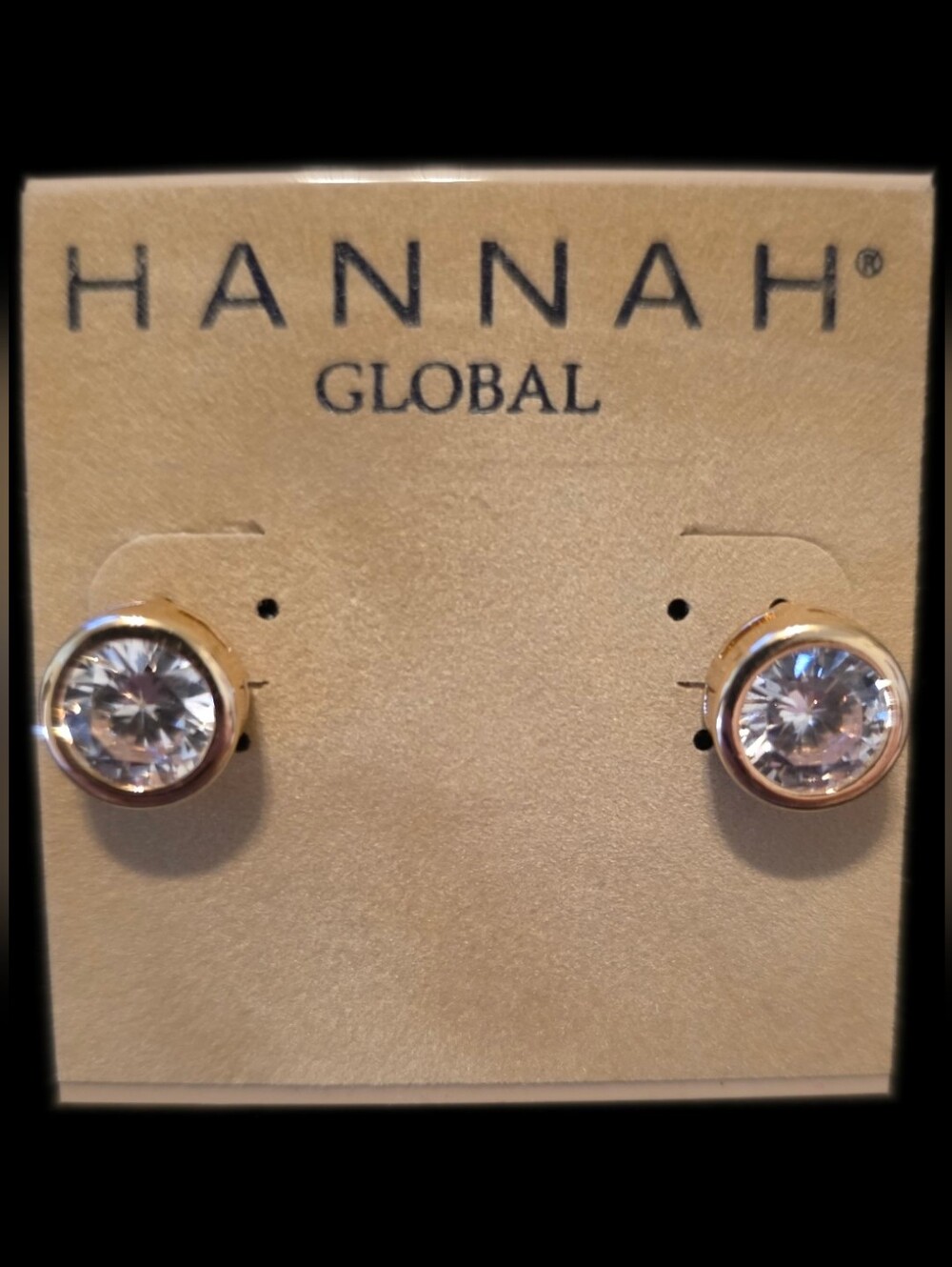 Goldtone Clear Round Crystal Stud Earrings